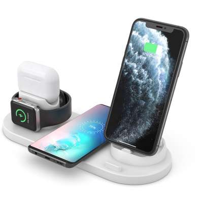 Amazon Hot Sale 3 In 1 Fast Wireless Charging Stand For Iphone For Airpods Universal Charger Dock For Apple Watch Kickstand